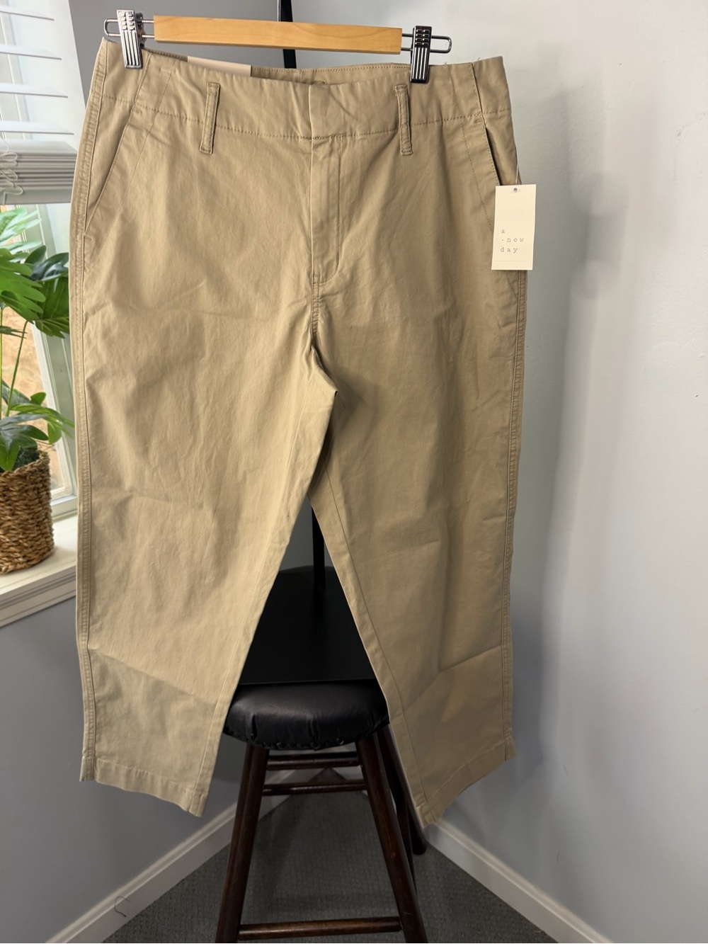 a new day Women's Khaki Flat-Front Straight Pants